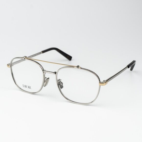 Dior Men Eyeglasses Matte Silver Gold Round CD DIAMONDO R2U F200 BRAND NEW - Picture 1 of 10